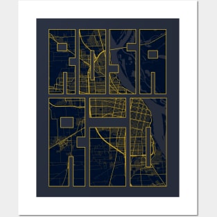 Rosario, Argentina City Map Typography - Gold Art Deco Posters and Art